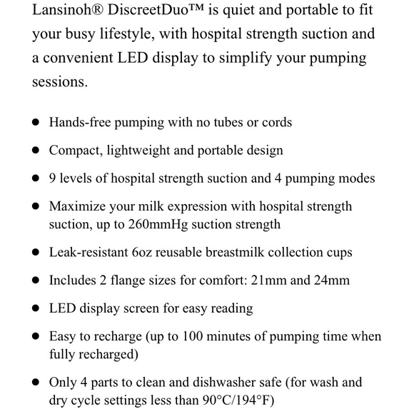 Lansinoh Discreet Duo Wearable Pump - Picture 5 of 7